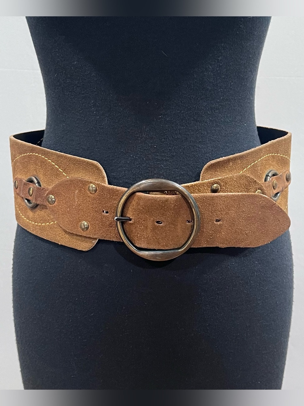 Vtg Tex Tan Brushed Cowhide Leather “WOODSTOCK” Belt